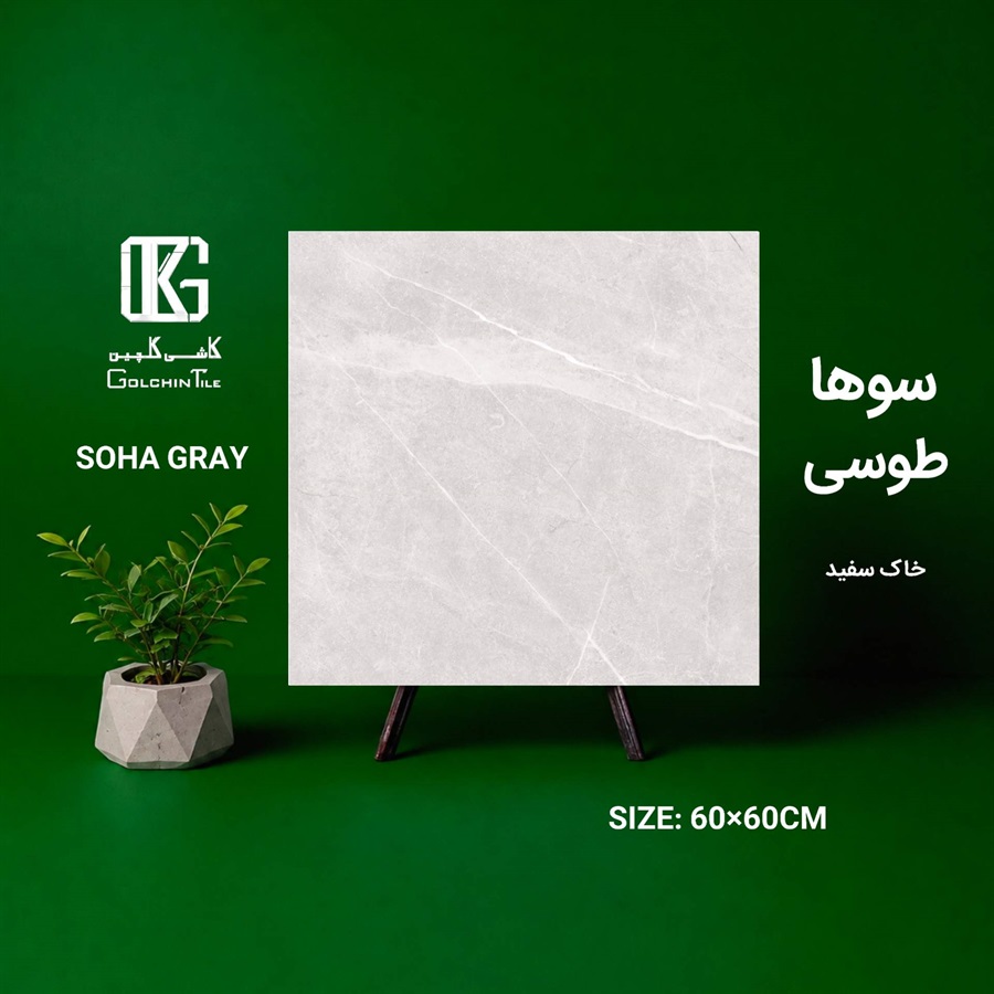 سرامیک خاک سفید سوها طوسی 60×60